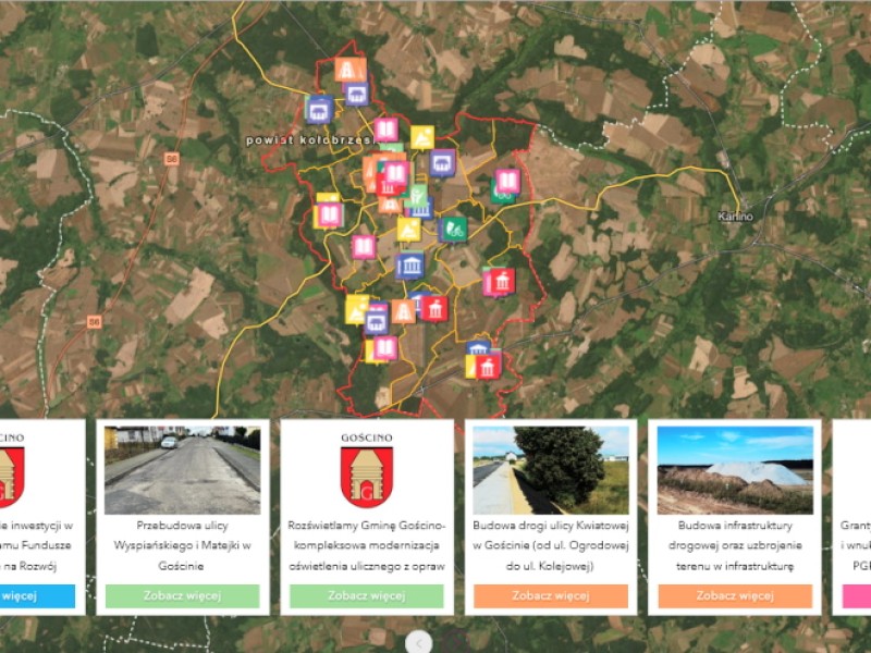 Mapa inwestycji i atrakcji w gminie Gościno