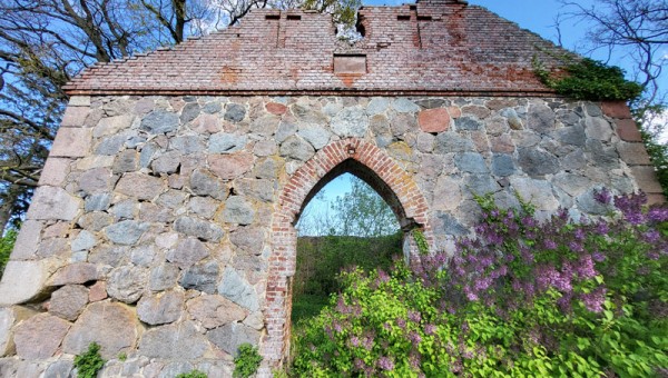 Malownicza ruina z XIX wieku we wsi Ołużna